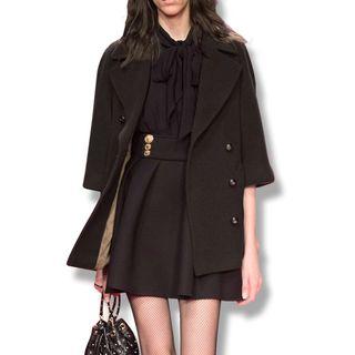 Elbow-sleeve Double-breasted Coat