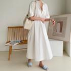 Half-placket Flared Long Shirtdress