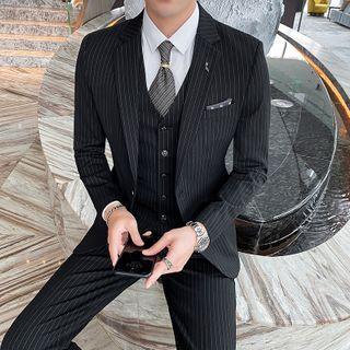 Set: Pinstriped Blazer + Waistcoat + Dress Pants
