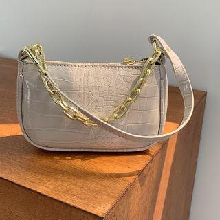 Chain Faux Leather Zip Shoulder Bag