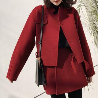 Set: Single Button Jacket + A-line Skirt