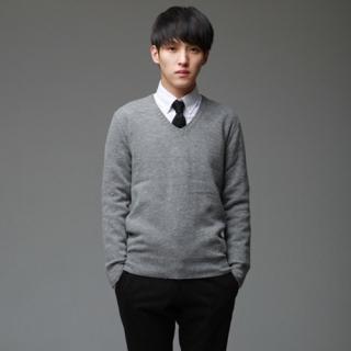 Wool Blend V-neck Knit Top