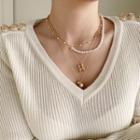 Faux-pearl & Pendant Necklace Set (4 Pcs) Gold - One Size