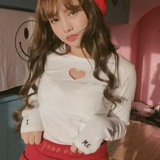 Long-sleeve Cutout Embroidery Top