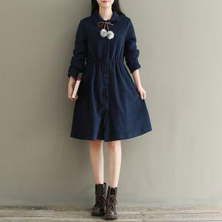 Knitted Long-sleeve Shirt Dress