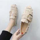 Frayed Square Buckled Loafers
