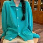 Collared Cardigan Mint Green - One Size