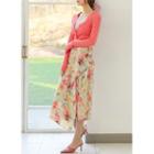 Draped Pleated Long Floral Skirt