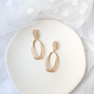 Layered Oval Alloy Dangle Earring
