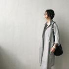 Funnel-neck Snap-button Light Coat