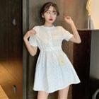 Short-sleeve A-line Mini Dress White - One Size
