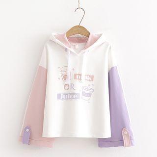 Cartoon Print Paneled Hoodie