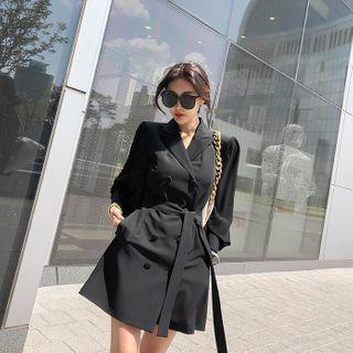Chiffon-sleeve Blazer Dress & Sash