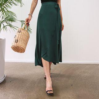 Tie-waist Midi Wrap Skirt