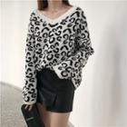 Leopard Print V-neck Sweater