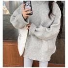 Round-neck Loose-fit Sweater Gray - One Size