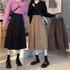 High-waist A-line Woolen Midi Skirt