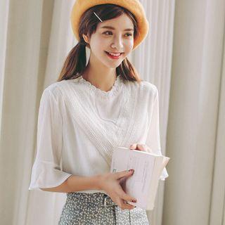 Embroidered Bell-sleeve Blouse