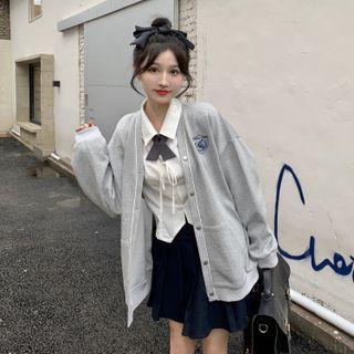 Badge Embroidered Button-up Jacket