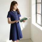 Contrast-trim A-line Polo Dress