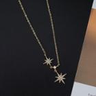 Rhinestone Star Pendant Necklace Star - Gold - One Size