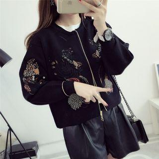 Embroidered Knitted Baseball Jacket
