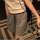 Striped Wide Leg Shorts / Loose Fit Pants
