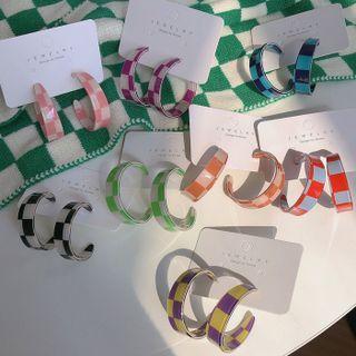 Plaid Resin Open Hoop Earring