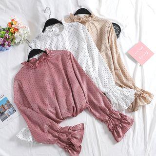 Frill-trim Polka Dot Blouse