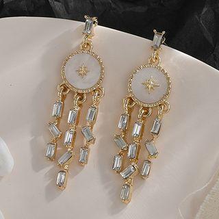 Faux Crystal Fringed Earring 1 Pair - 1290 - Gold - Earrings - One Size