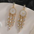 Faux Crystal Fringed Earring 1 Pair - 1290 - Gold - Earrings - One Size
