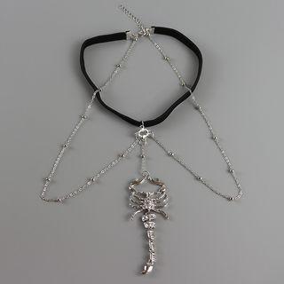 Scorpion Chained Choker 1pc - Black & Silver - One Size