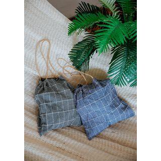 Drawstring Check Light Shopper Bag