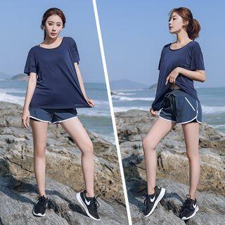 Plus Size Set: Short Sleeve Sport Top + Shorts