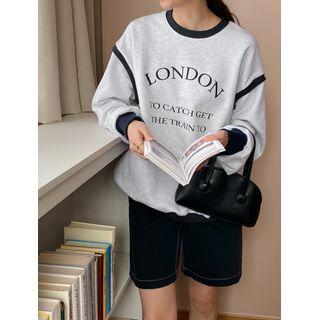 Letter Contrast-trim Oversized Sweatshirt