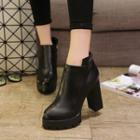 Chunky-heel Platform Stitched Ankle Boots