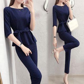 Set: Striped Blouse + Dress Pants