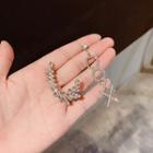 Asymmetric Rhinestone Earring 1 Pair - Silver - One Size
