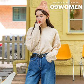 Plus Size Wool Blend Rib-knit Sweater