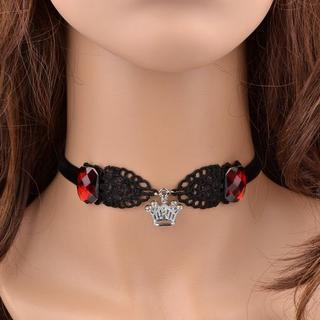 Gemstone Crown Lace Choker
