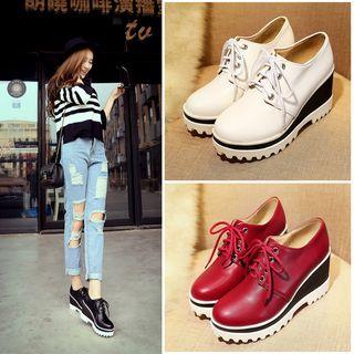 Contrast Wedge Oxfords