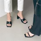 Chunky-heel Croc-grain Sandals In 2 Types