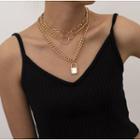 Set Of 3: Lock Chain Necklace