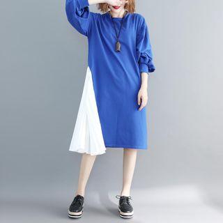 Colored Panel Sweatshirt Dress