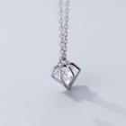925 Sterling Silver Caged Rhinestone Pendant Necklace S925 Silver - As Shown In Figure - One Size