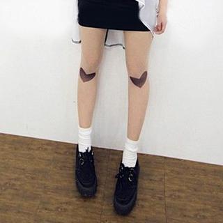 Tattoo-print Tights Heart - One Size