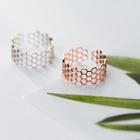 S925 Silver Perforated Hexagon Open Ring