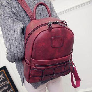 Panel Faux Leather Backpack
