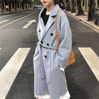 Double-breasted Tie Waist Coat