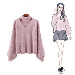 Mock Neck Cut Out Sweater